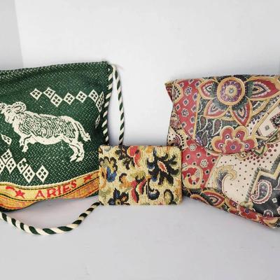 Boho Vintage Purse Lot — Aries Woven, Paisley & Tapestry