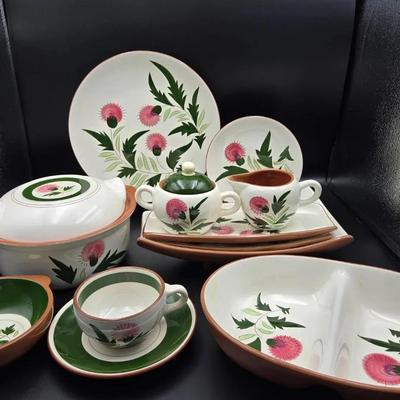 Stangl Pottery “Thistle” Pattern Dinnerware Set – Plates, Cups, Serving Pieces
