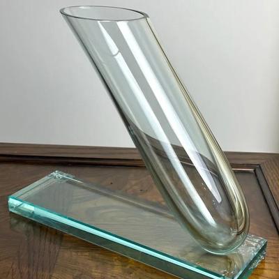  Signed Stephen Schlanser Modernist Art Glass Vase/Sculpture