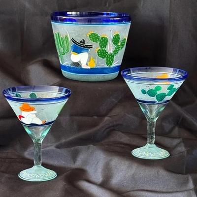 Hand Painted/Blown Mexican Glassware, Signed