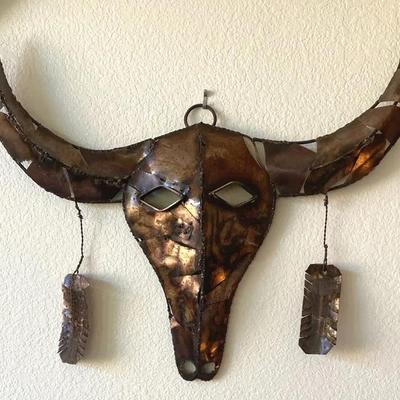 Bull Skull Metal Sculpture 