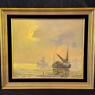 Framed, Stormy Sea, Verhagen Painting