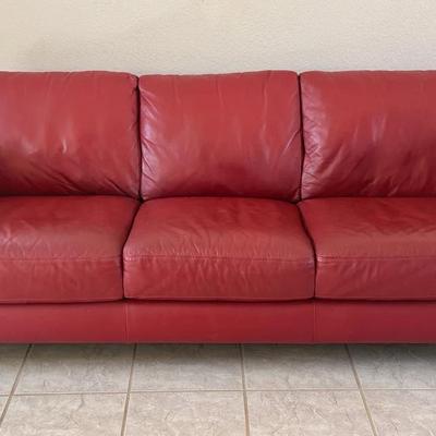 Natuzzi Italian Red Leather Sofa 