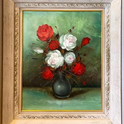 Vintage Floral Still Life Painting 