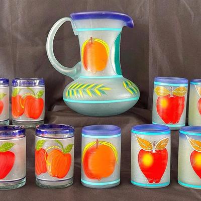 Vintage Hand Painted Mexican Glassware 