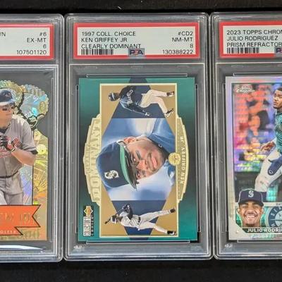 PSA Baseball Cards: Julio Rodriguez, Cal Ripken, & Ken Griffey Jr
