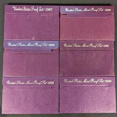 US Mint Proof Sets, 1987-93, All Original