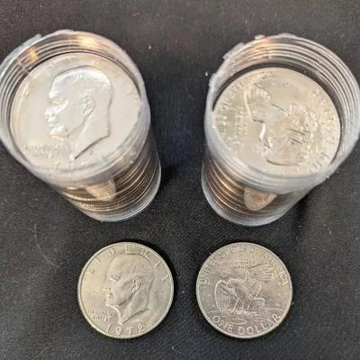 2 Rolls of Eisenhower Dollars, 40 Coins