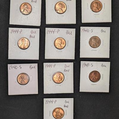 10 Lincoln Wheat Cents Uncirculated Red 