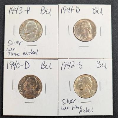 1940-D, 1941-D & 1942-S Silver, plus 1943-P Silver AU & BU/Uncirculated Coins