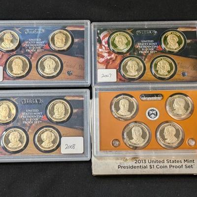 2007-09 & 2013 Presidential US Dollars Proof Sets