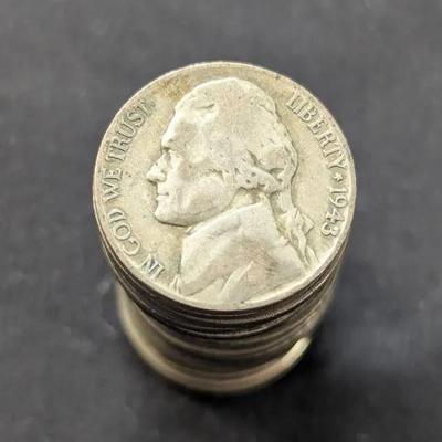 Half Roll of 20 Wartime Silver Jefferson Nickels