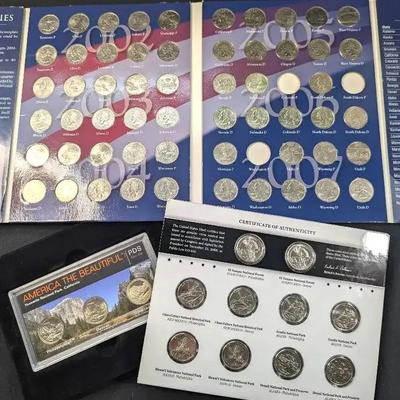 50 State & Territories Quarter Book, 2012 Mint Quarters, & Yosemite Quarter Set- All Uncirculated 