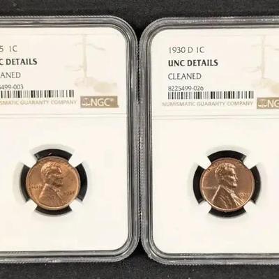 1925-P and 1930-D NGC Graded Lincoln Wheat Cents