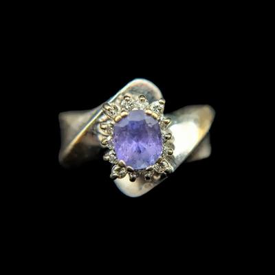 14K White Gold Tanzanite & Diamond Ring, NAGL #1227002