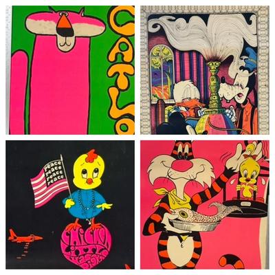 Black light posters psychedelic characters disney looney toones