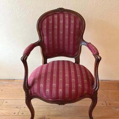 French Chateau Style Carved Wood Armchair, Vintage