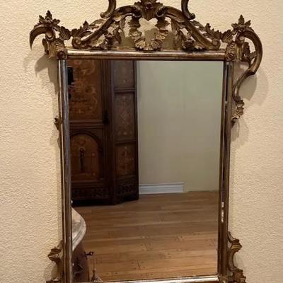 Gilded Carved Wood Mirror, Large and Vintage | With Receipt