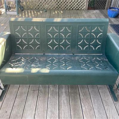 Vintage Teal Glider Metal 2-Seater 