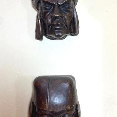 Antique Late 19th-Early 20th Century French Carved Wood Heads with COA