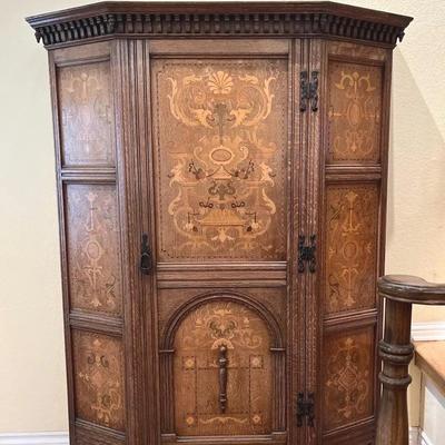 Antique Arts and Crafts Shapland & Petter of Barnstaple Hall Robe Armoire