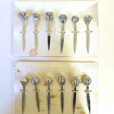 MidCentury Modern Sterling Silver Hors d'Oeuvres Picks, 12 Pieces 