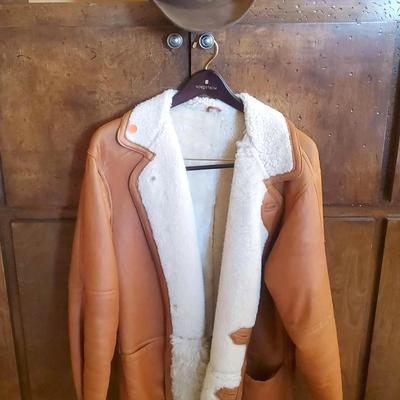 Leather Shearling Coat Size 49, Cowboy Suede Hat