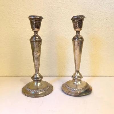 MidCentury Sterling Silver Alvin Candle Holders, Pair