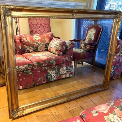 Antique Oversized Gilded Ornate Framed Mirror 5x3 3/4 Ft