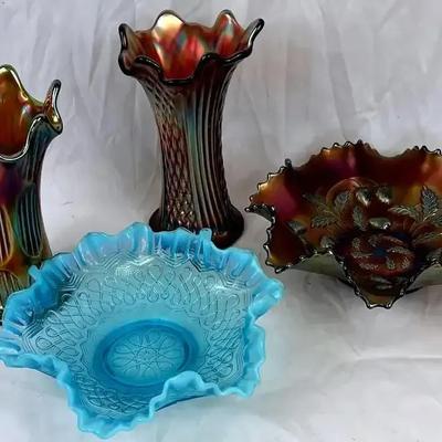 Iridescent Carnival Glass Pieces