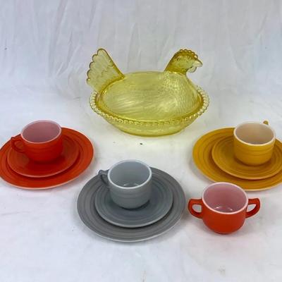 MCM Hazel-Atlas "Little Hostess" Set + Indiana Hen on a Nest
