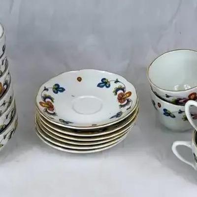 Farmer's Rose pattern by Porsgrund Porcelain Dish Set of 6