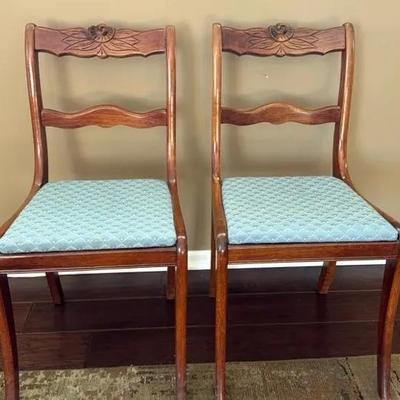 Murphy Chair Company Pair of Wooden Chairs with Upholstered Seats