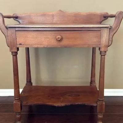 Wooden Nightstand with Drawer and Shelf 