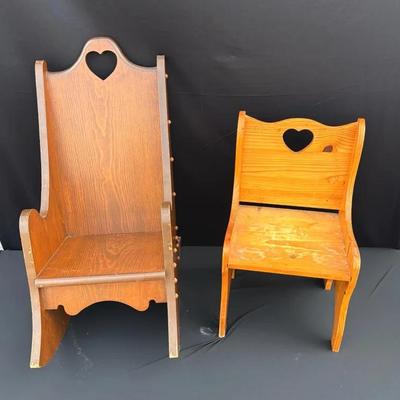 Vintage Children’s Rocking Chair & Wooden Toddler’s Chair 