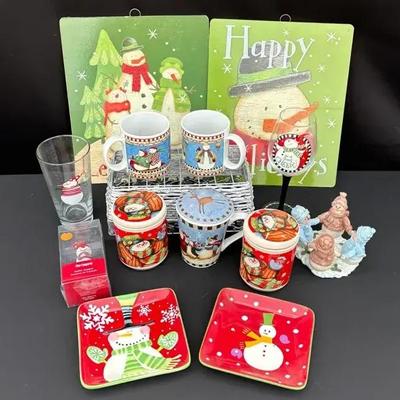 Christmas Lot Mugs, Plates SEE PHOTOS