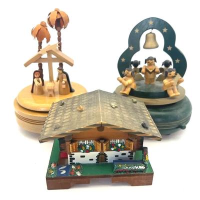 Wooden Music Boxes, Holy Family, Angels, German House 