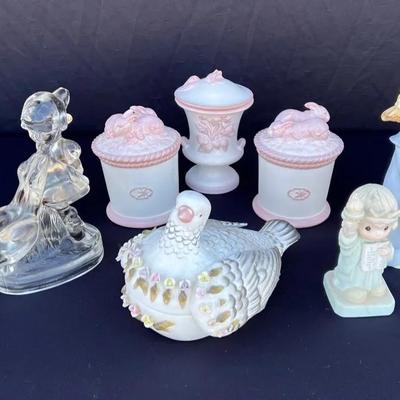 Precious Moments, Demdaco Bunny Canister, Little Girl Figurines