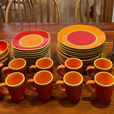 Set of Dansk Caribe Aruba Dinnerware and Pier 1 Stackable Mugs