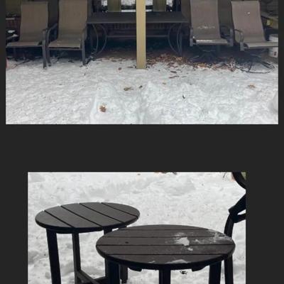 Patio Table with 8 Chairs and 2 Small Outdoor Tables