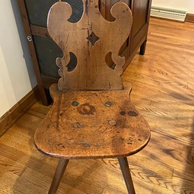 Rustic Wooden Folk Art Chair