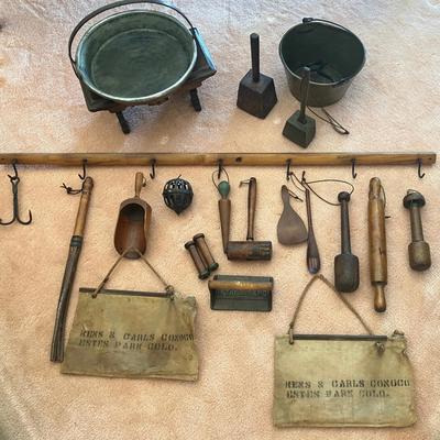 Collection of Vintage/Antique Items with Hanging Rack