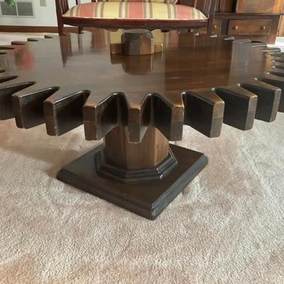 Vintage Ethan Allen Wooden "Old Tavern" Spinning Cog Wheel Coffee Table 