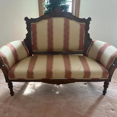 Antique Carved Wood Settee