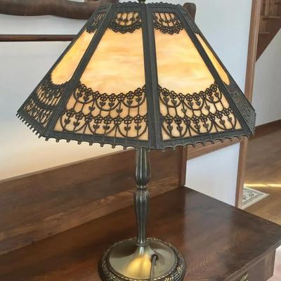 Slag Glass Table Lamp