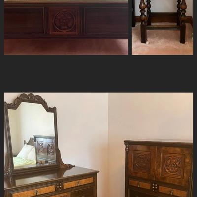 Antique Berkey & Gay Furniture Bedroom Set with Full Size Bed 