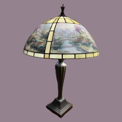 Sale Photo Thumbnail #3: Thomas Kinkade Lamplight Bridge Table Lamp