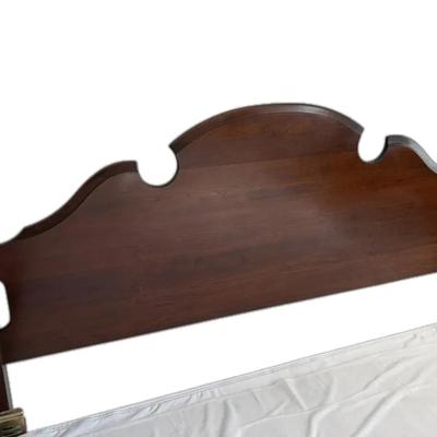 Dark Wooden Queen-Size Headboard & Bed Frame