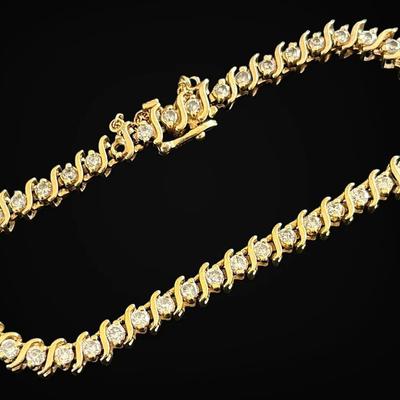14k Gold & Diamond Tennis Bracelet (15.3g Total)