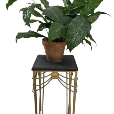 Deco Black & Gold Metal Plant Stand & Plant 